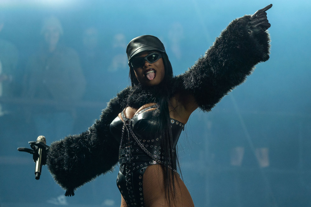 Megan Thee Stallion performs on another stage during day four of Glastonbury Festival Glastonbury Festival, Day 4, UK - 25th June 2022